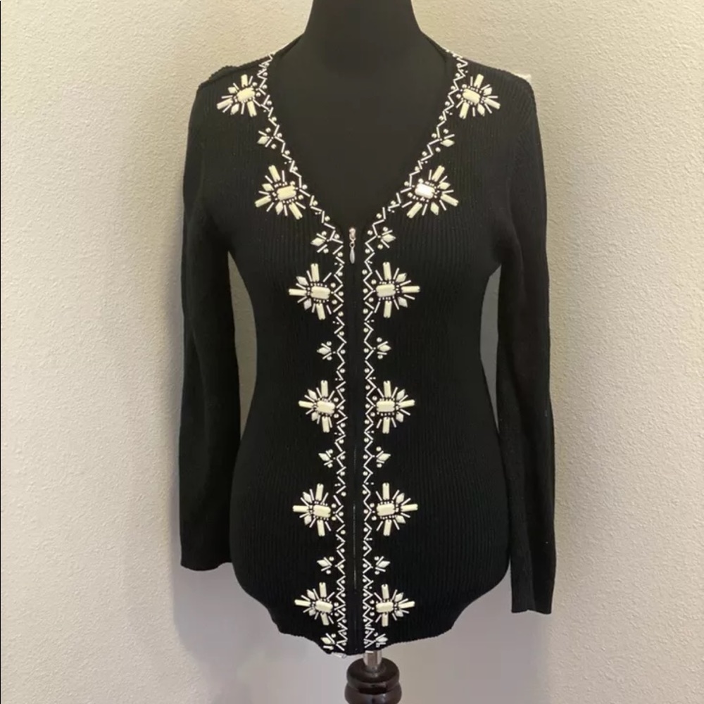 2 FOR $20 LAUREN MICHELLE CARDIGAN SWEATER EMBELLISHED BEADE